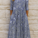 Olivia – Elegantní šaty s výstřihem do V, barva: modrá
