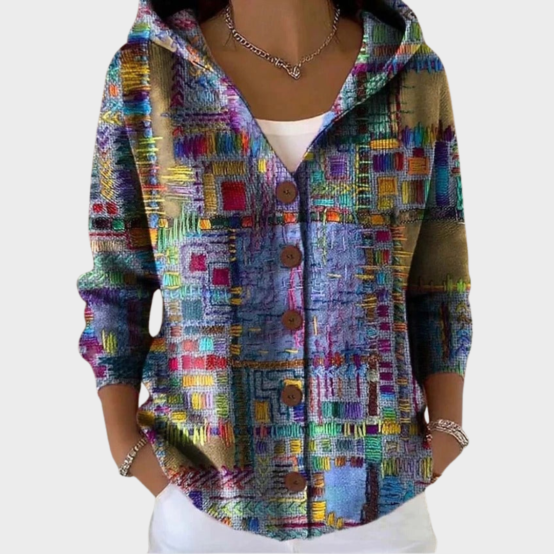 Cassidy - Hřejivý dlouhý dámský cardigan, barva: fialová