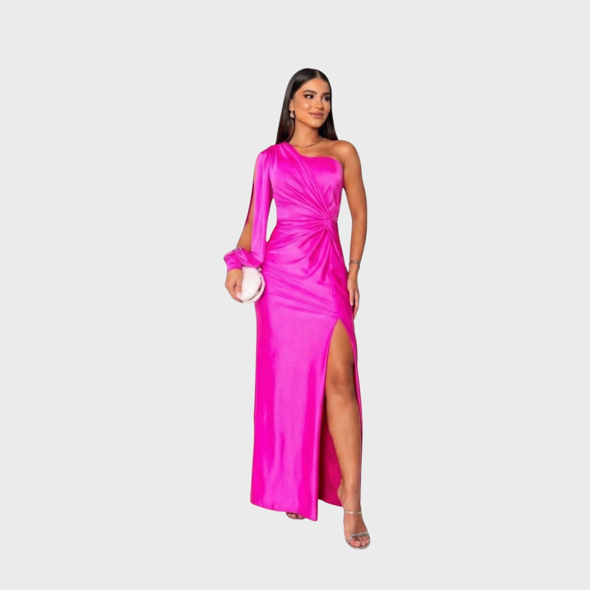 Katarzyna - Elegantní dlouhé večerní šaty, barva: růžová