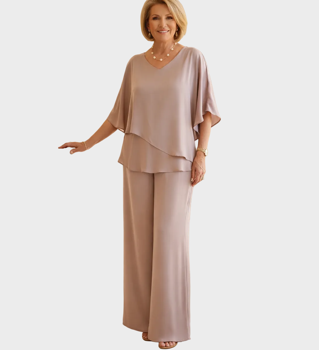 Martha - Set se splývavými kalhotami, barva: béžová