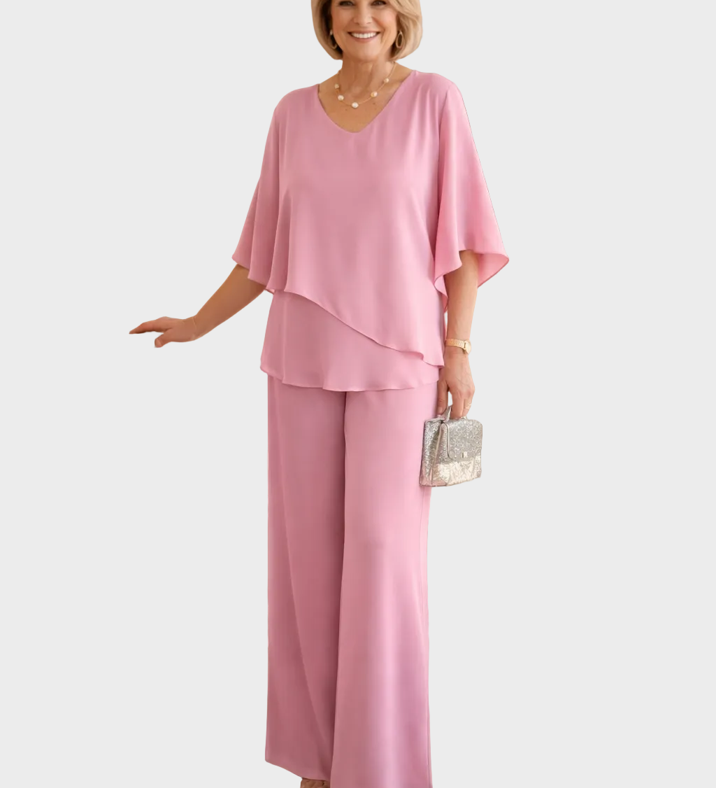 Martha - Set se splývavými kalhotami, barva: růžová