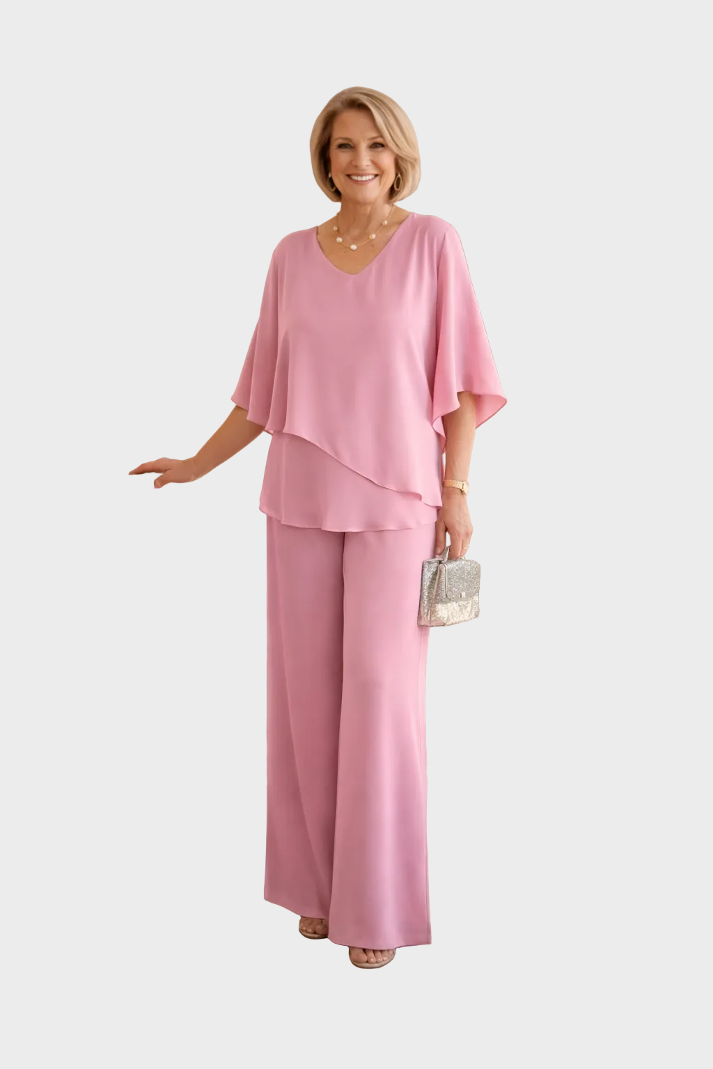 Martha - Set se splývavými kalhotami, barva: růžová