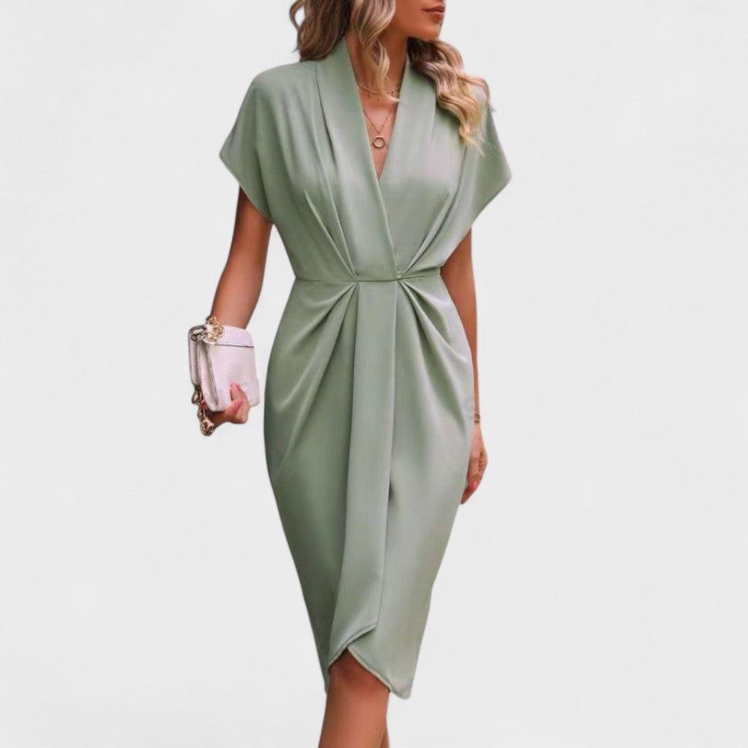 Tihana - Elegantní midi šaty, barva: světle zelená