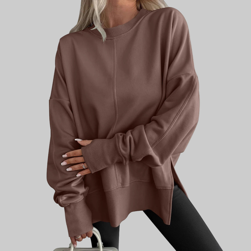 Gabriela – Pohodlná oversized mikina s dlouhými rukávy, barva: hnědá
