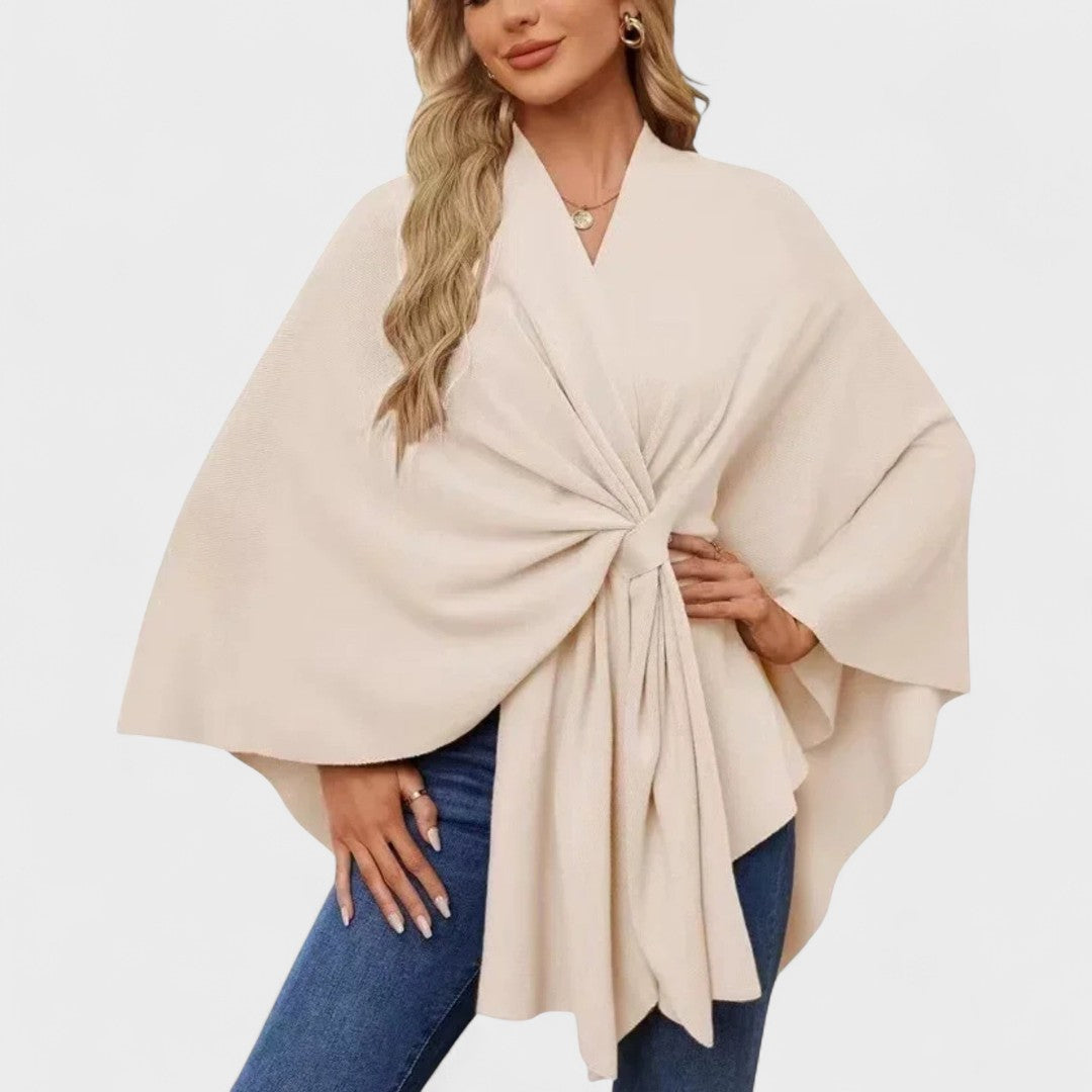 Beatriz – Elegantní a šik pončo, barva: krémově béžová