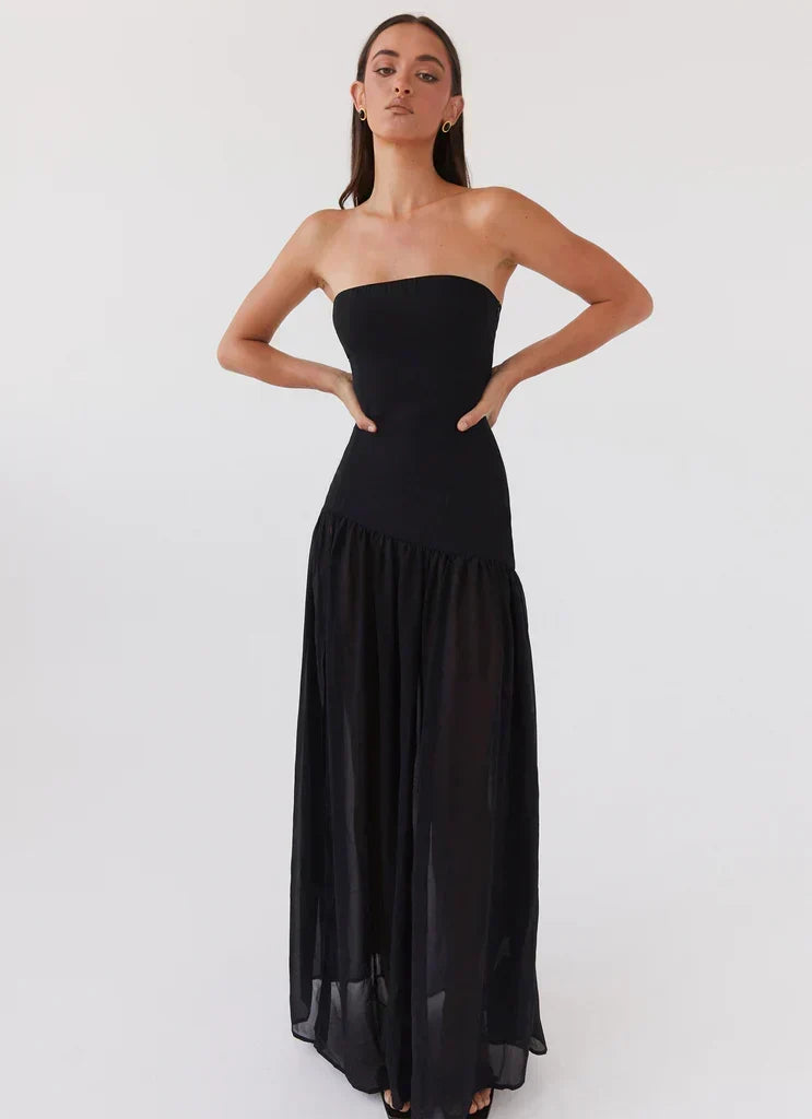 Aleksandra – Extravagantní maxi plesové šaty, barva: černá