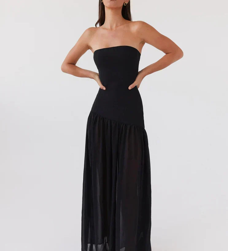 Aleksandra – Extravagantní maxi plesové šaty, barva: černá