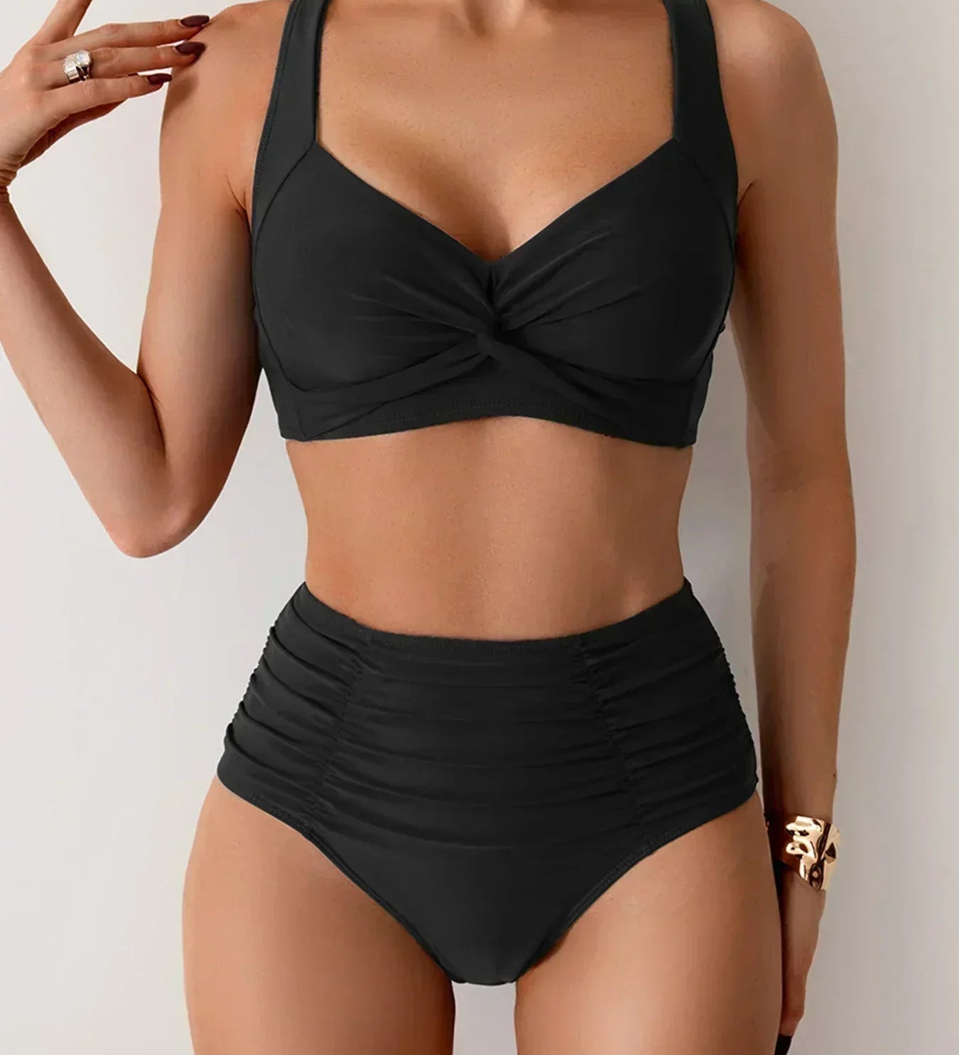 Magdalena – Letní bikiny s vysokým pasem, barva: černá