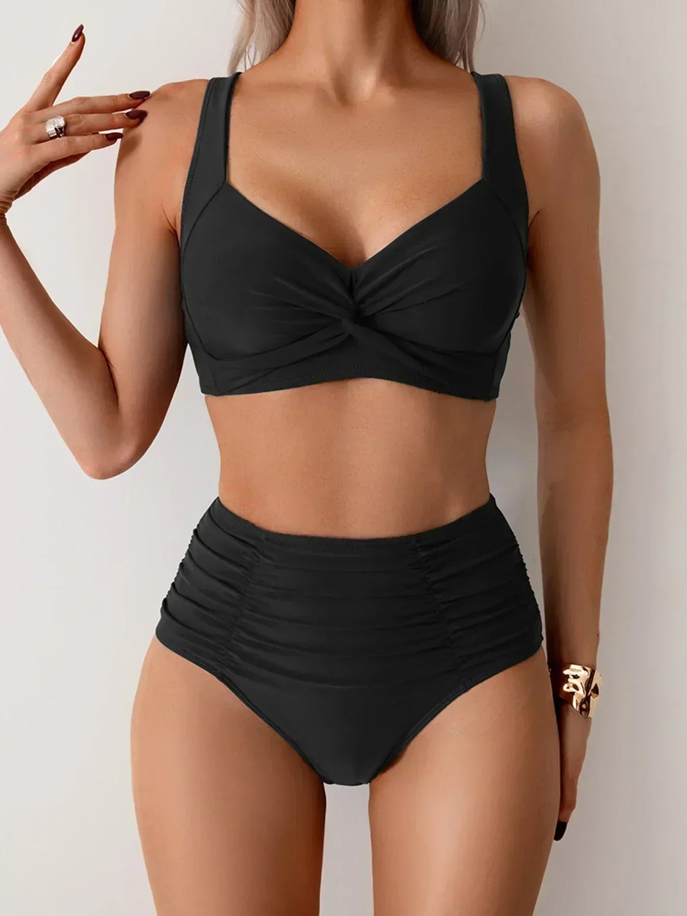 Magdalena – Letní bikiny s vysokým pasem, barva: černá