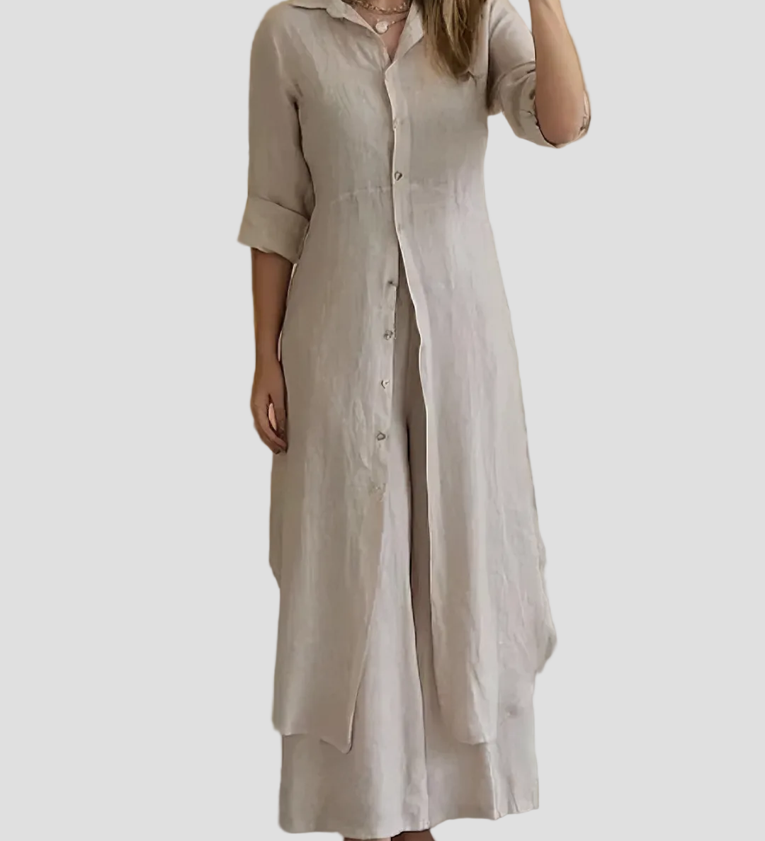 Lotte – Elegantní dvoudílný komplet, barva: khaki