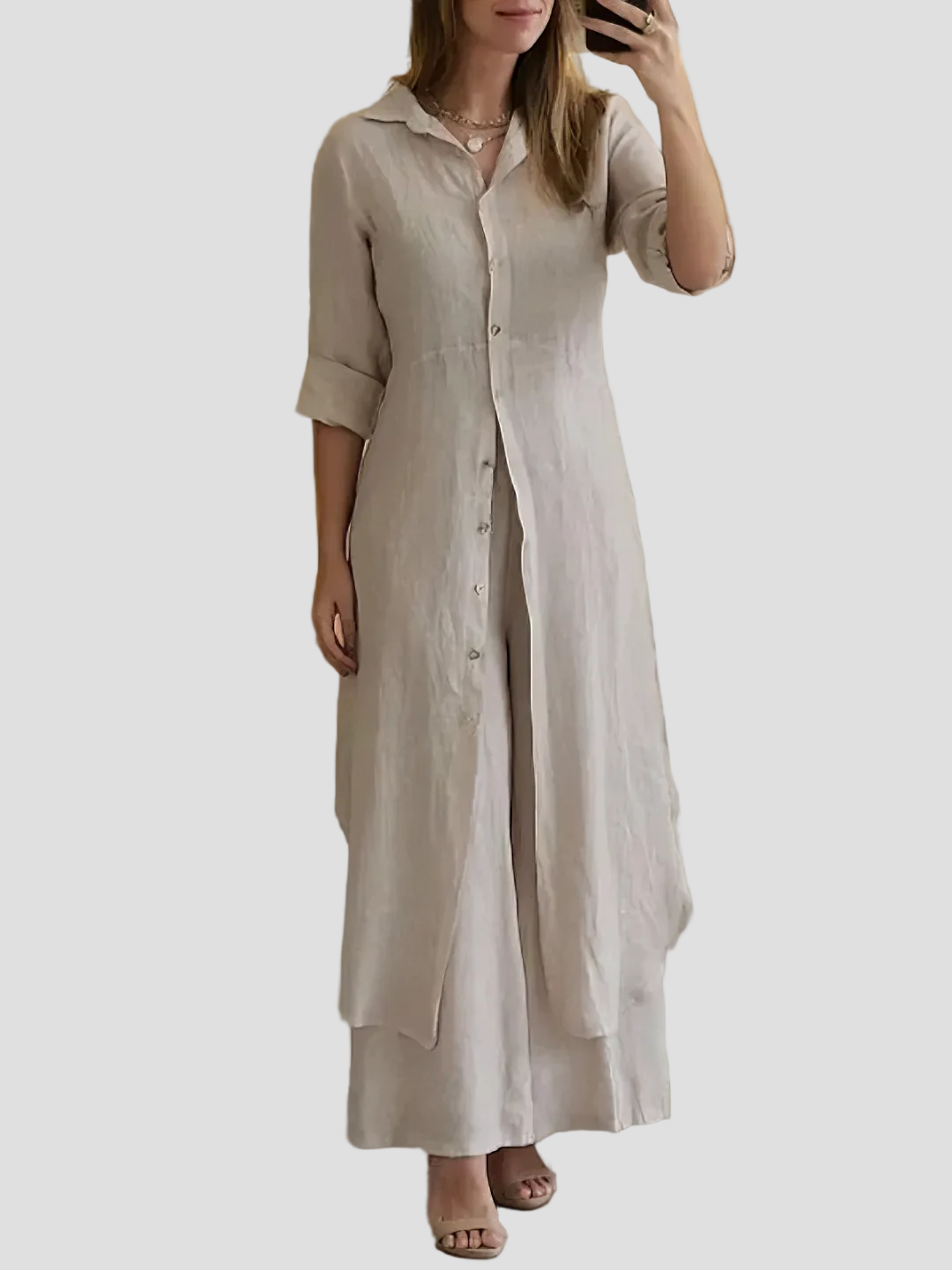 Lotte – Elegantní dvoudílný komplet, barva: khaki