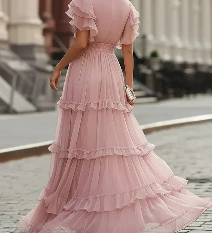 Charlotte – Elegantní růžové svatební maxi šaty