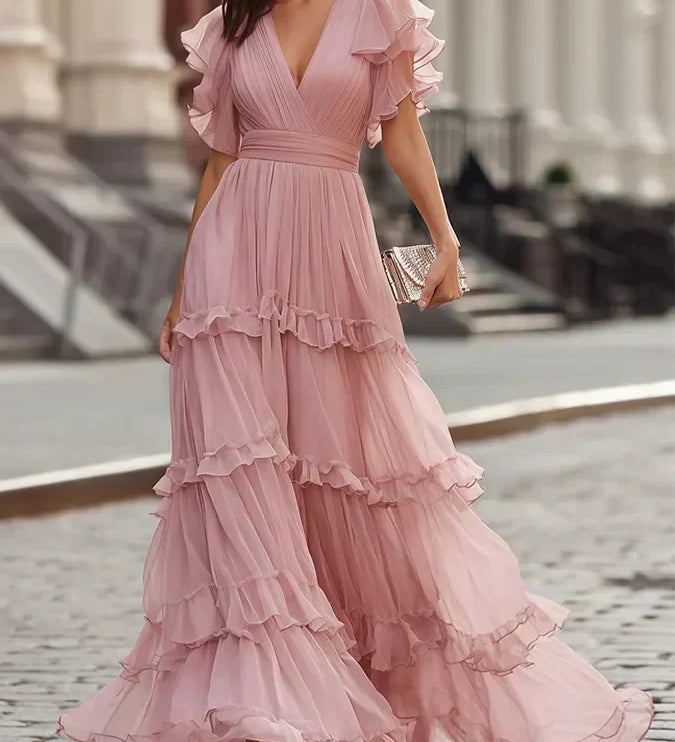 Charlotte – Elegantní růžové svatební maxi šaty