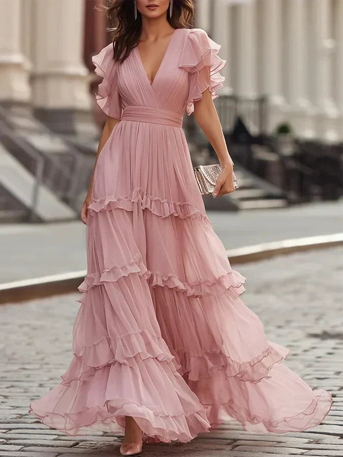 Charlotte – Elegantní růžové svatební maxi šaty