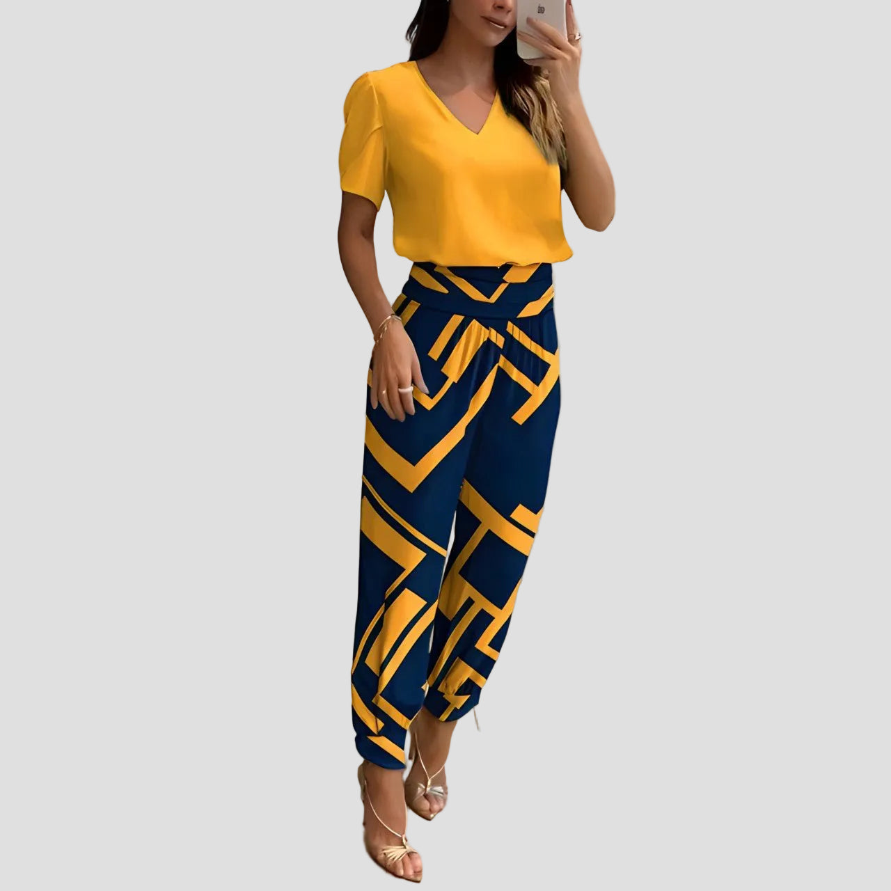 Paula – Elegantní trendy komplet, barva: žlutá