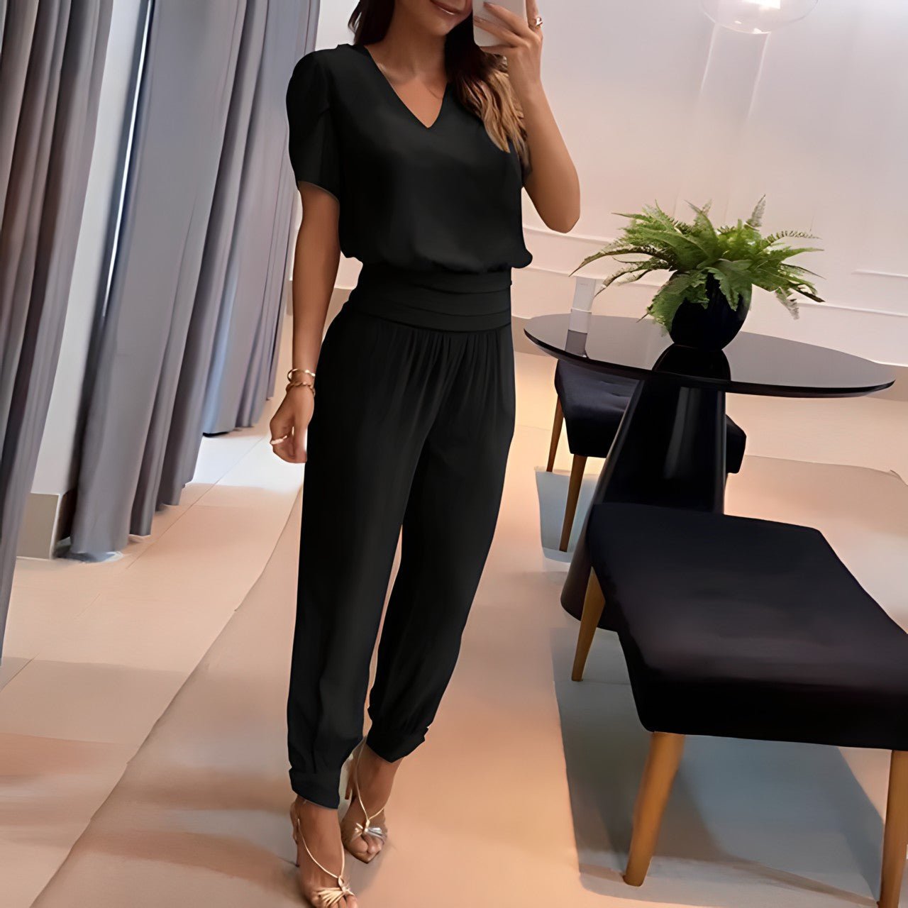 Paula – Elegantní trendy komplet, barva: černá