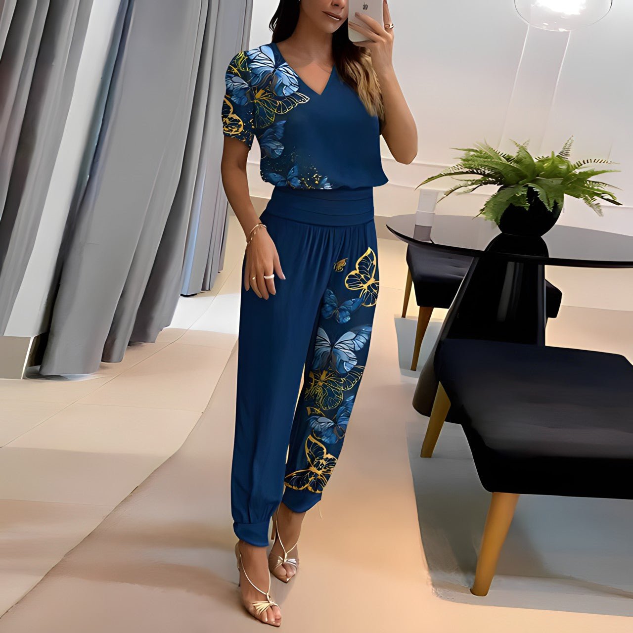 Paula – Elegantní trendy komplet, barva: modrá