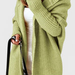 Pletený oversize cardigan s kapucí, barva: zelená