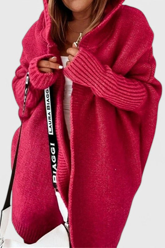 Pletený oversize cardigan s kapucí