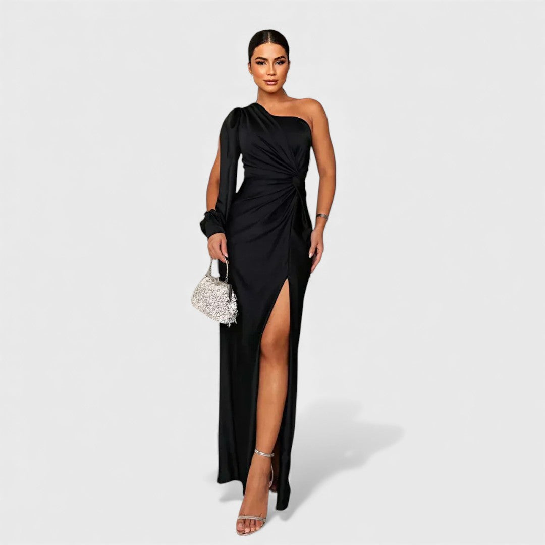 Katarzyna - Elegantní dlouhé večerní šaty, barva: černá