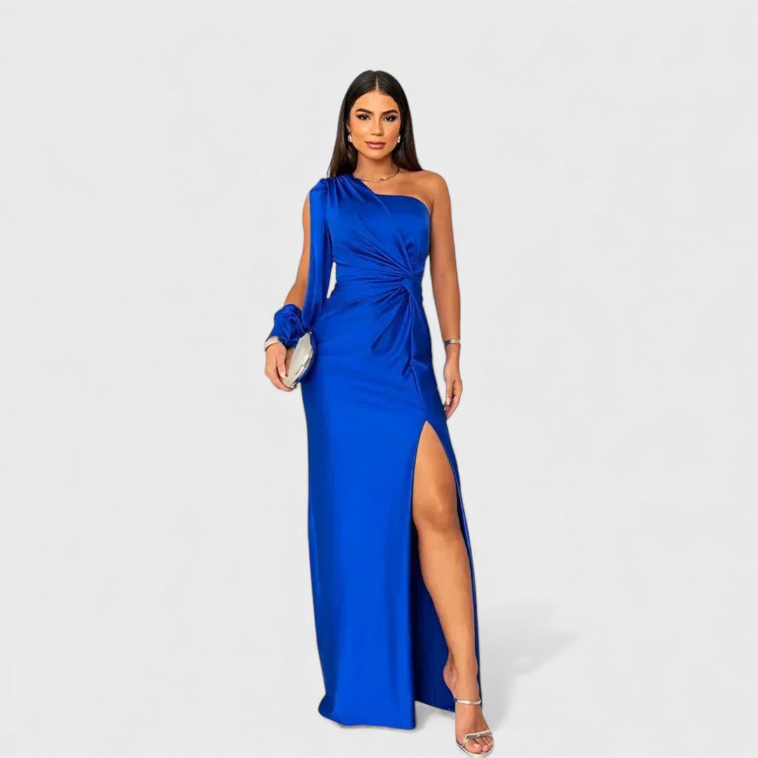 Katarzyna - Elegantní dlouhé večerní šaty, barva: modrá