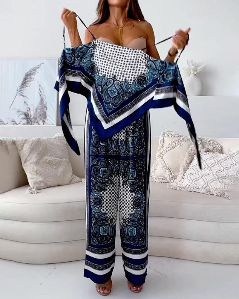 Lilly – Elegantní dvoudílný letní komplet s topem a kalhotami s mašlí
