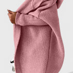 Pletený oversize cardigan s kapucí, barva: růžová