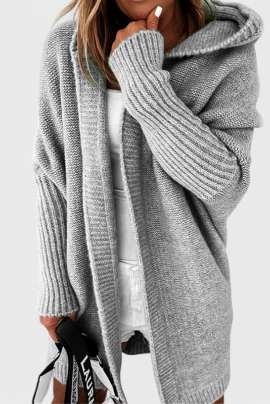 Pletený oversize cardigan s kapucí