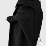 Pletený oversize cardigan s kapucí, barva: černá
