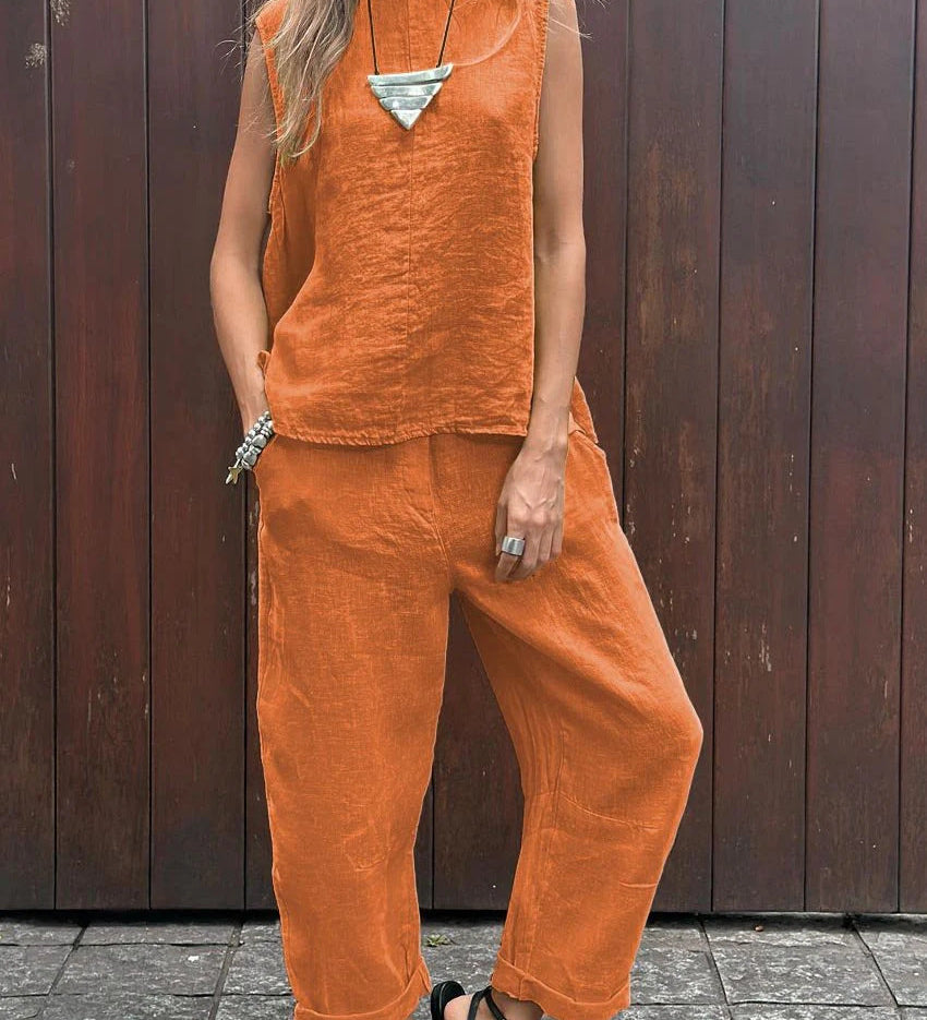 Charlotte – Ležérní dvoudílný komplet, barva: oranžová