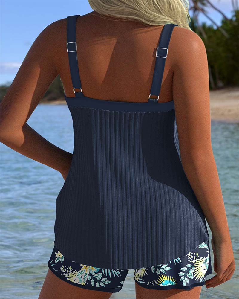 Lena – Dvoudílné pruhované tankini s plážovými kalhotami