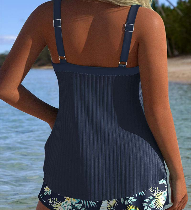 Lena – Dvoudílné pruhované tankini s plážovými kalhotami
