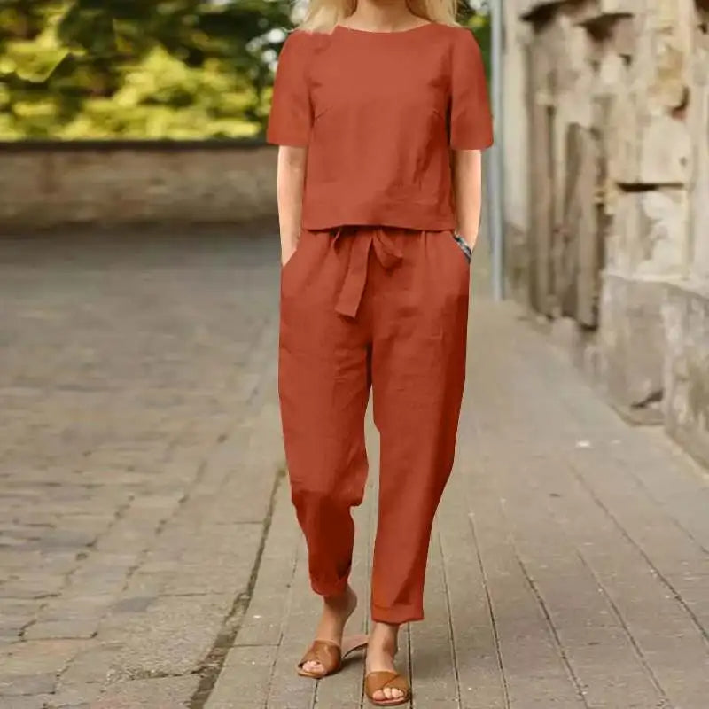 Johanna – Elegantní dvoudílný relaxační komplet, barva: červená