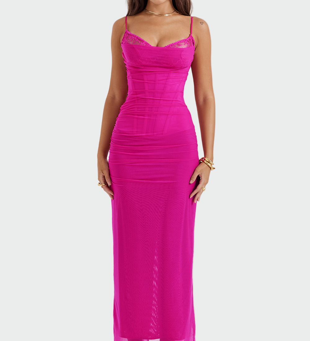 Petra – Elegantní šaty, barva: růžová