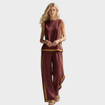 Teresa - Elegantní lněný oděvní set, barva: červená
