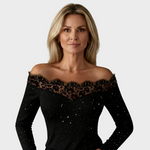 Stella – Elegantní krajková noční košile, barva: černá
