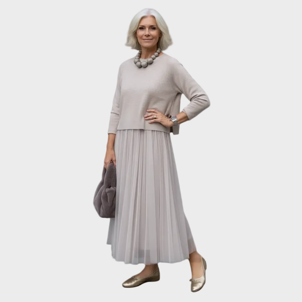 Elegantní dvoudílný set Emmie, barva: šedá