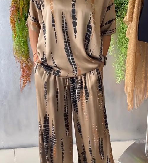 Paula – Ležérní komplet s potiskem, barva: khaki