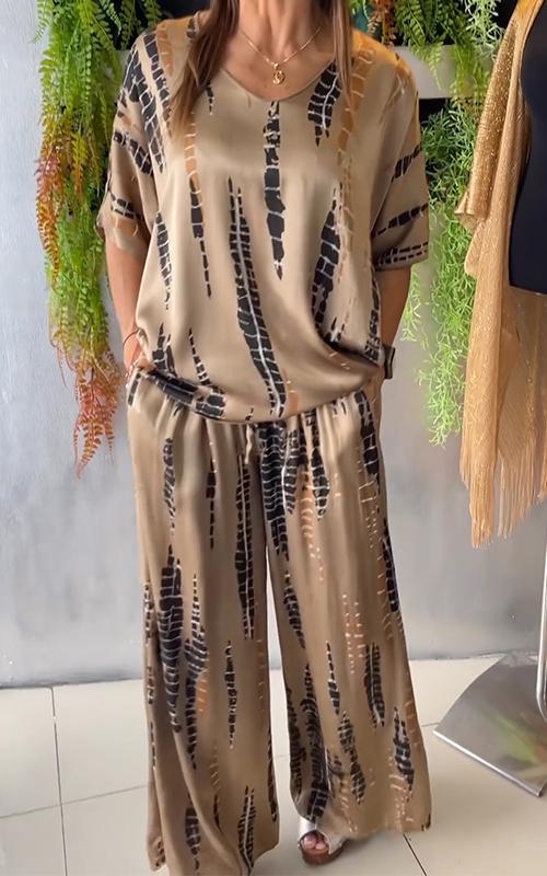 Paula – Ležérní komplet s potiskem, barva: khaki