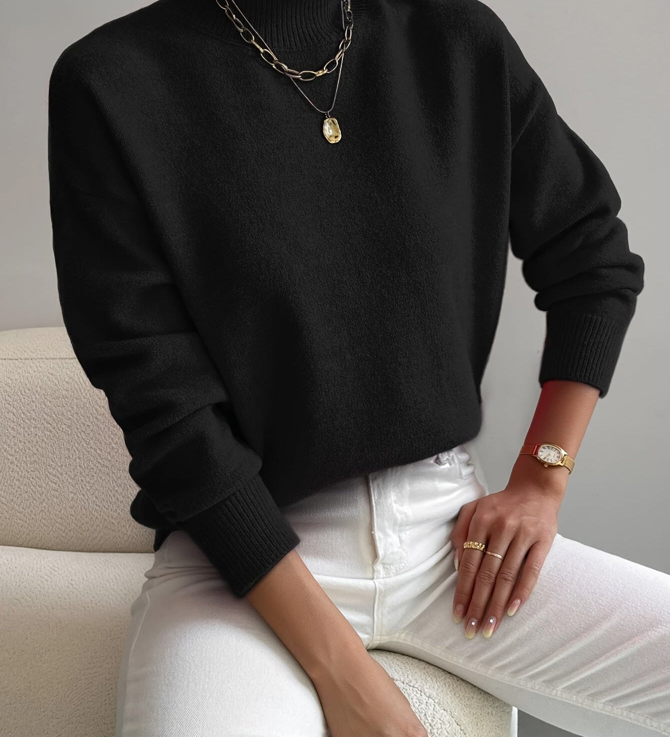 Yvonne - Elegantní a ležérní svetr, barva: černá