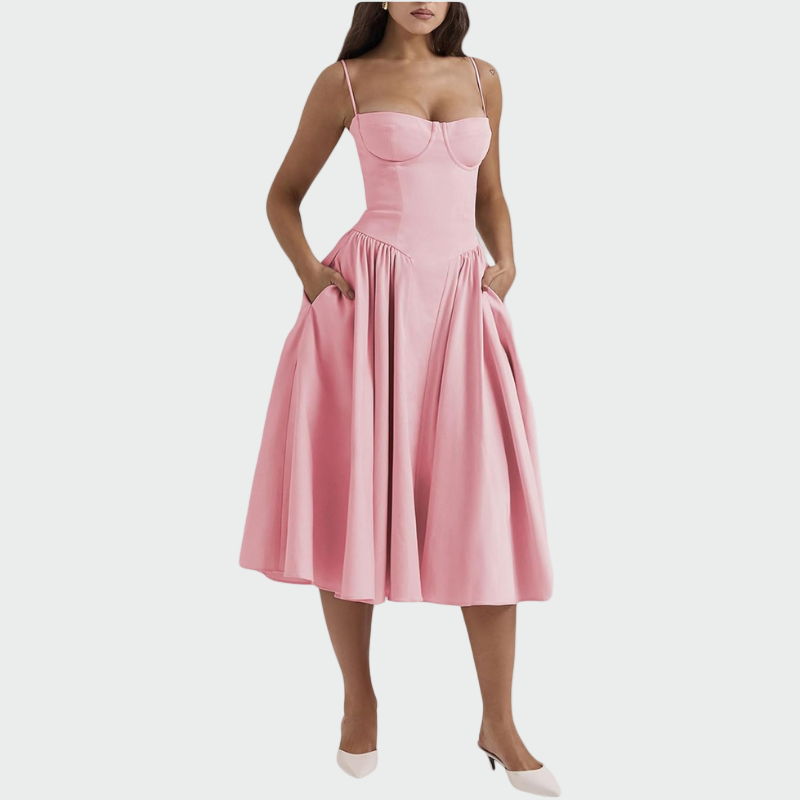 Jaroslava – Elegantní dámské šaty, barva: růžová
